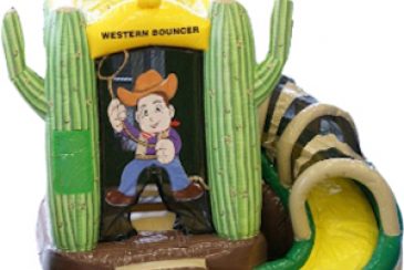 Hüpfburg Western mit Rutsche mieten für einen tollen Kindergeburtstag in NRW